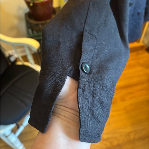 Talbots Black Linen light weight summer jacket size 14. - Picture 7 of 16